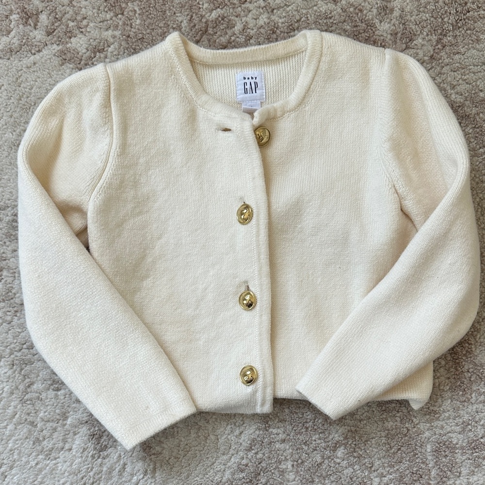 GAP Kids Ivory Sweater with Gold Buttons